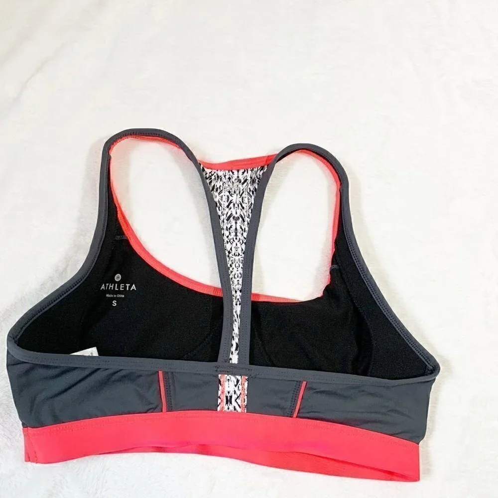 5/$25 Athleta Swimsuit Top Womens‎ S Grey Coral Snakeskin Racerback Bikini Top